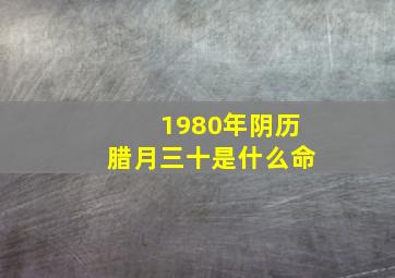 1980年阴历腊月三十是什么命