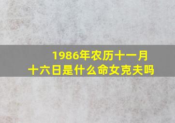 1986年农历十一月十六日是什么命女克夫吗