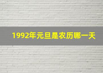 1992年元旦是农历哪一天