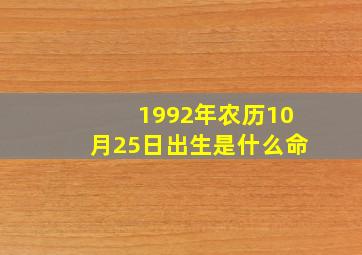 1992年农历10月25日出生是什么命