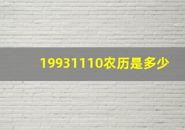 19931110农历是多少