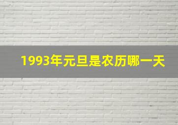 1993年元旦是农历哪一天