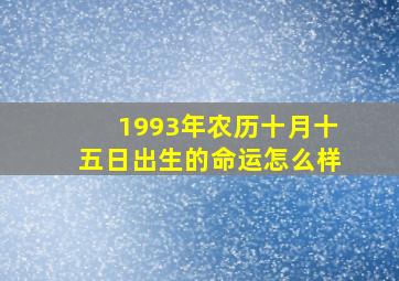 1993年农历十月十五日出生的命运怎么样