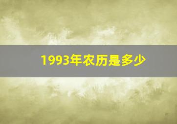 1993年农历是多少