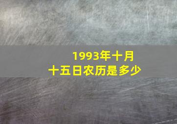 1993年十月十五日农历是多少