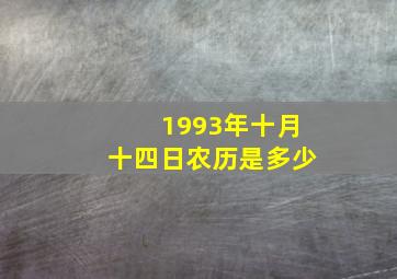 1993年十月十四日农历是多少