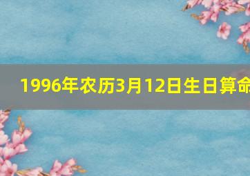 1996年农历3月12日生日算命