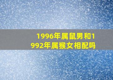 1996年属鼠男和1992年属猴女相配吗