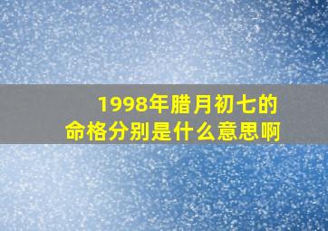 1998年腊月初七的命格分别是什么意思啊