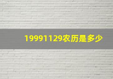 19991129农历是多少