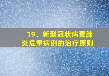 19、新型冠状病毒肺炎危重病例的治疗原则