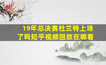 19年总决赛杜兰特上场了吗知乎视频回放在哪看