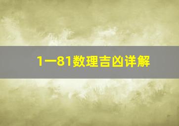 1一81数理吉凶详解