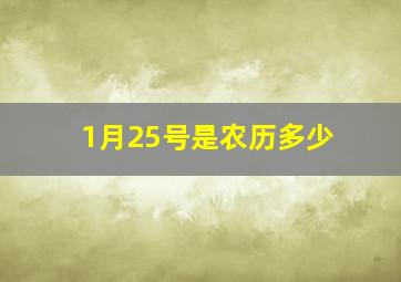 1月25号是农历多少