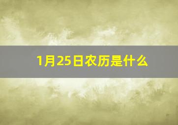 1月25日农历是什么