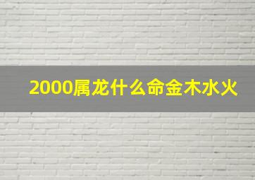 2000属龙什么命金木水火