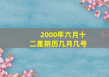 2000年六月十二是阴历几月几号