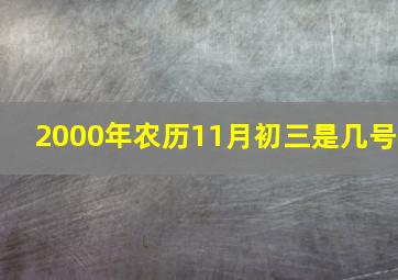 2000年农历11月初三是几号