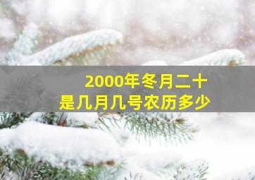 2000年冬月二十是几月几号农历多少