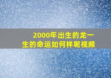 2000年出生的龙一生的命运如何样呢视频