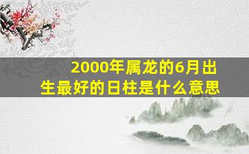 2000年属龙的6月出生最好的日柱是什么意思