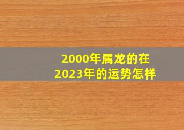 2000年属龙的在2023年的运势怎样