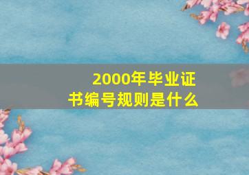 2000年毕业证书编号规则是什么