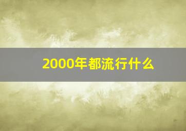 2000年都流行什么