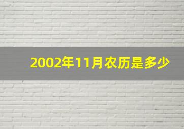 2002年11月农历是多少