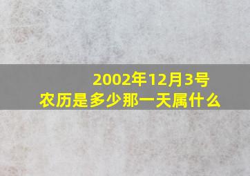 2002年12月3号农历是多少那一天属什么