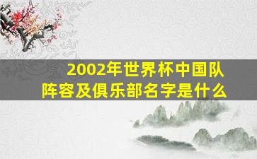 2002年世界杯中国队阵容及俱乐部名字是什么