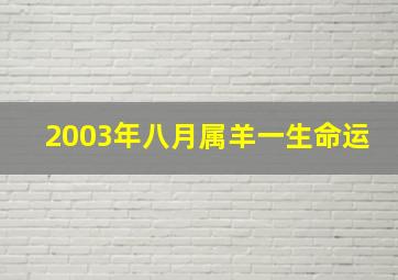 2003年八月属羊一生命运