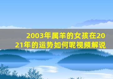 2003年属羊的女孩在2021年的运势如何呢视频解说