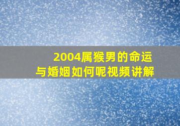 2004属猴男的命运与婚姻如何呢视频讲解