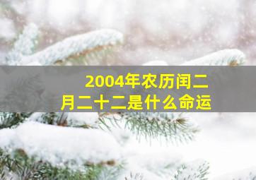 2004年农历闰二月二十二是什么命运