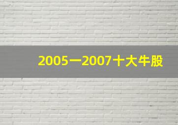 2005一2007十大牛股