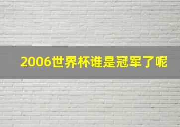 2006世界杯谁是冠军了呢