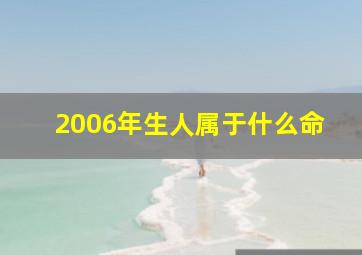 2006年生人属于什么命