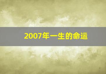 2007年一生的命运