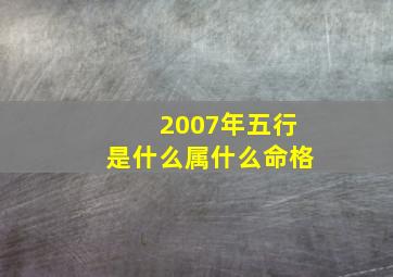 2007年五行是什么属什么命格