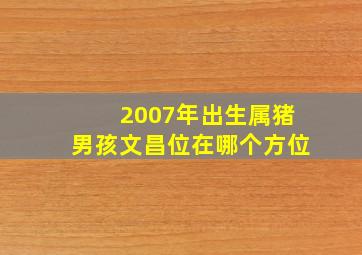 2007年出生属猪男孩文昌位在哪个方位