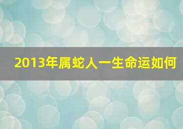 2013年属蛇人一生命运如何