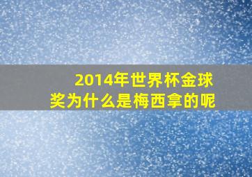 2014年世界杯金球奖为什么是梅西拿的呢