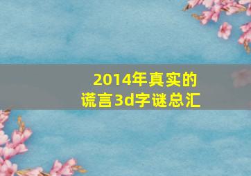 2014年真实的谎言3d字谜总汇