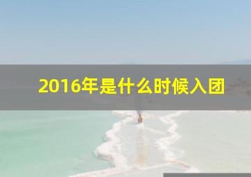 2016年是什么时候入团