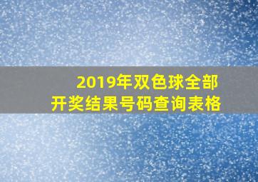 2019年双色球全部开奖结果号码查询表格