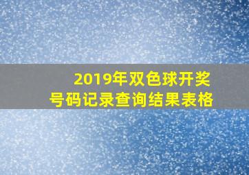 2019年双色球开奖号码记录查询结果表格