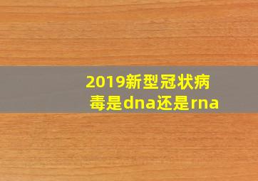 2019新型冠状病毒是dna还是rna