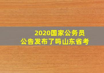 2020国家公务员公告发布了吗山东省考