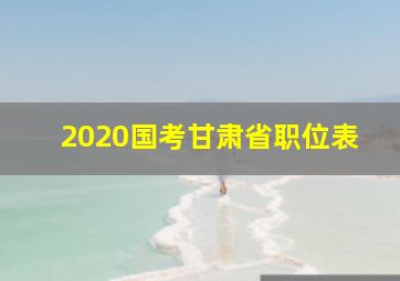 2020国考甘肃省职位表